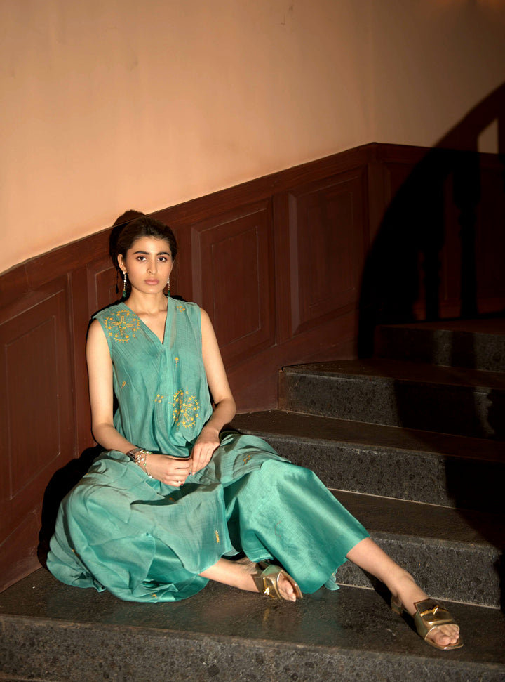 powder blue asymetric dress