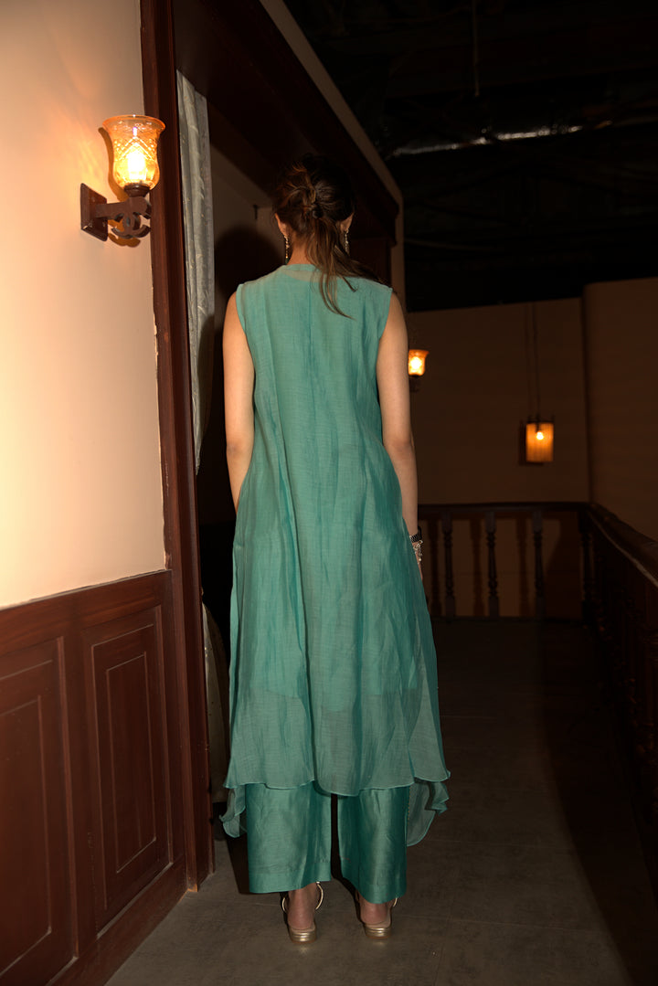 powder blue asymetric dress