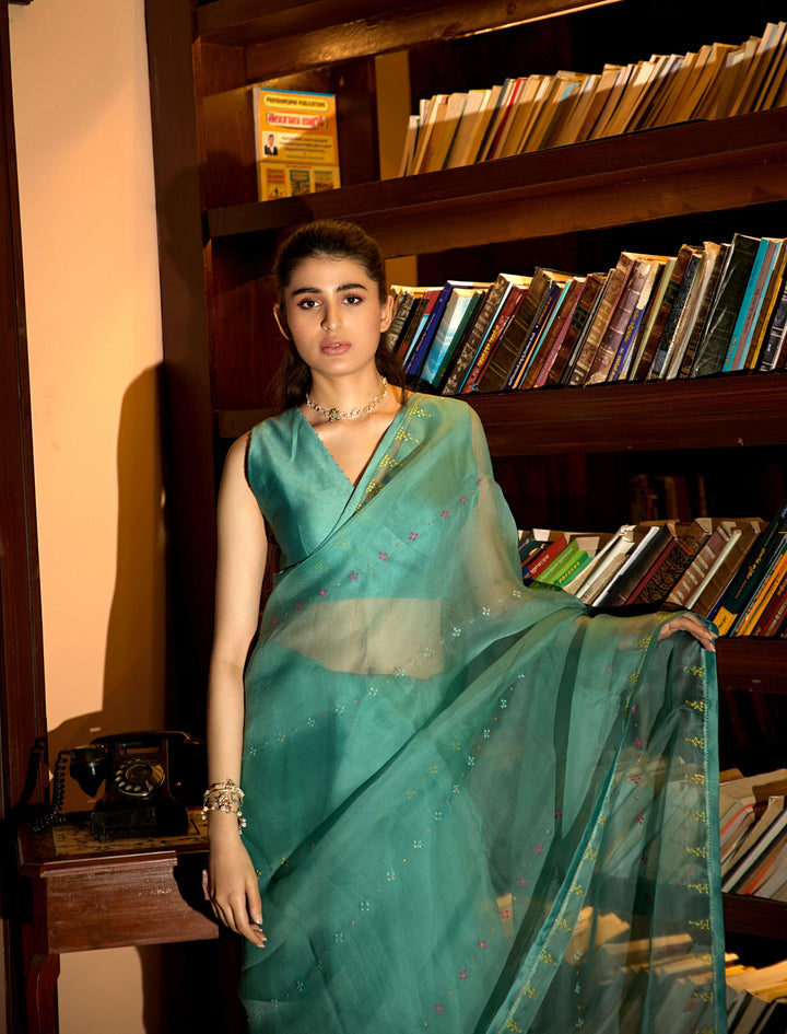 powder blue saree