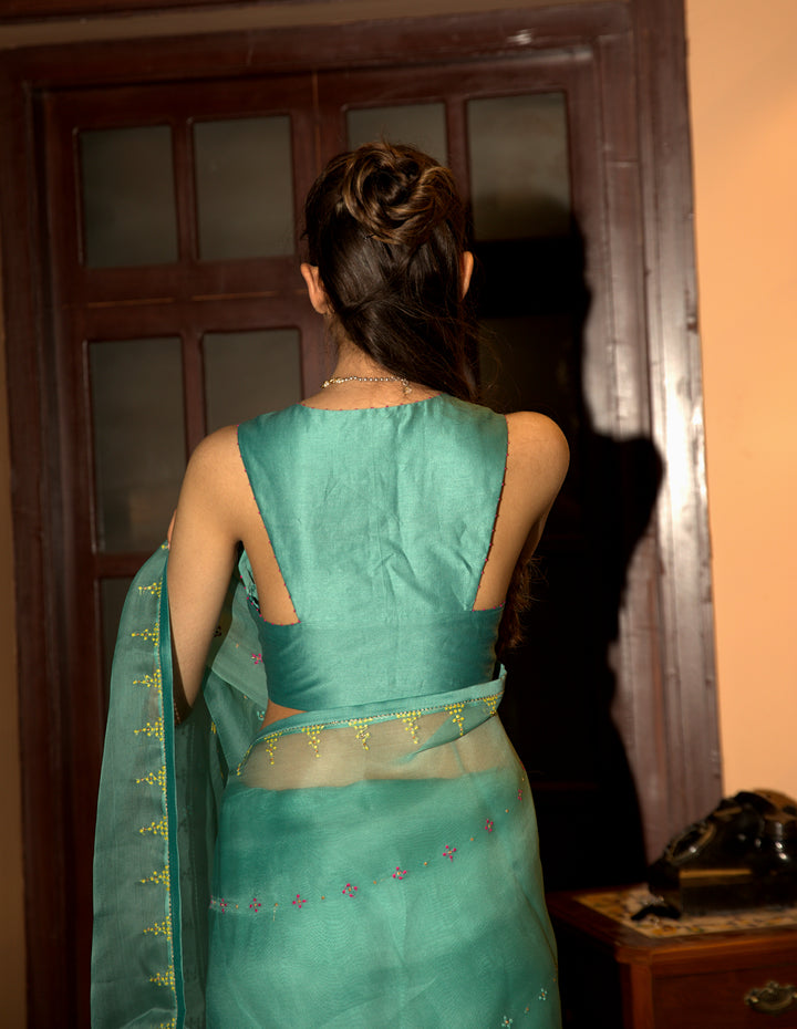 powder blue saree