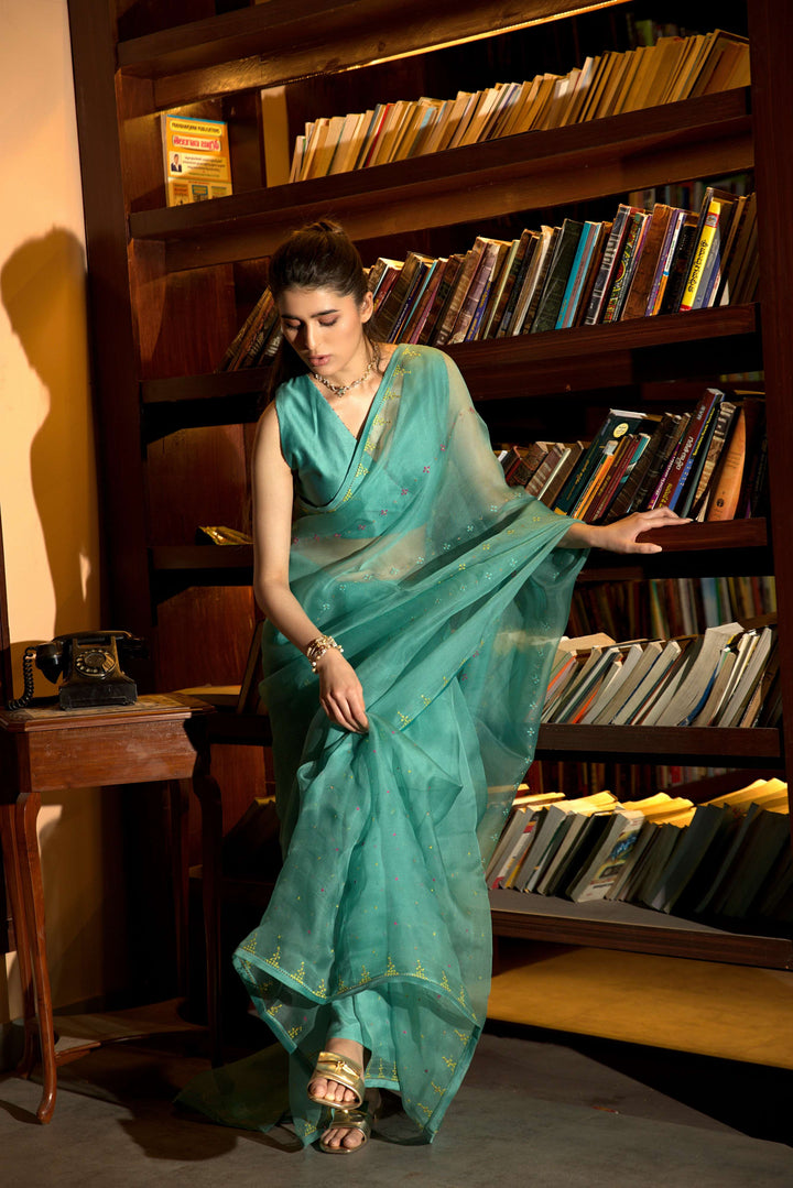 powder blue saree