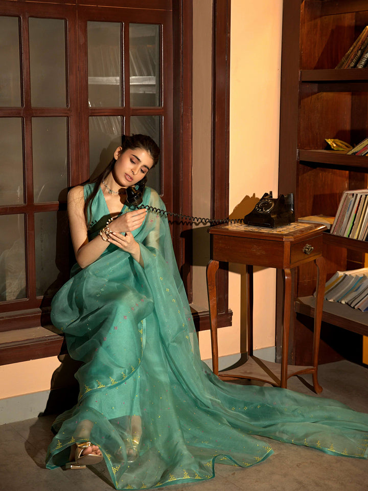 powder blue saree
