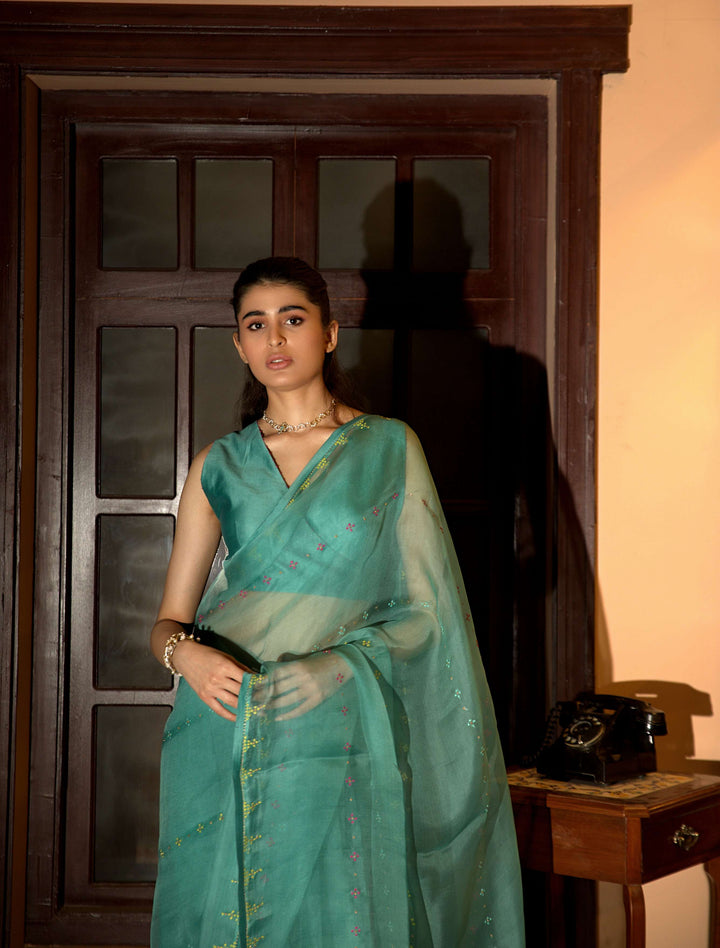 powder blue saree
