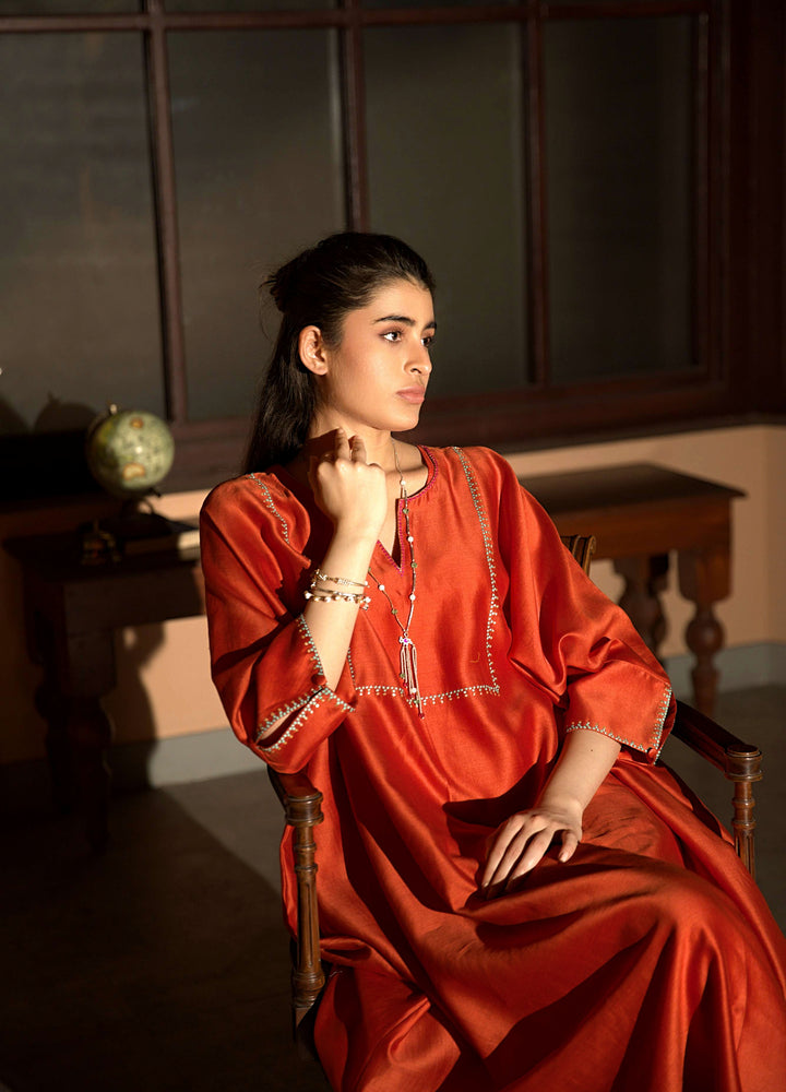 rust orange kaftan