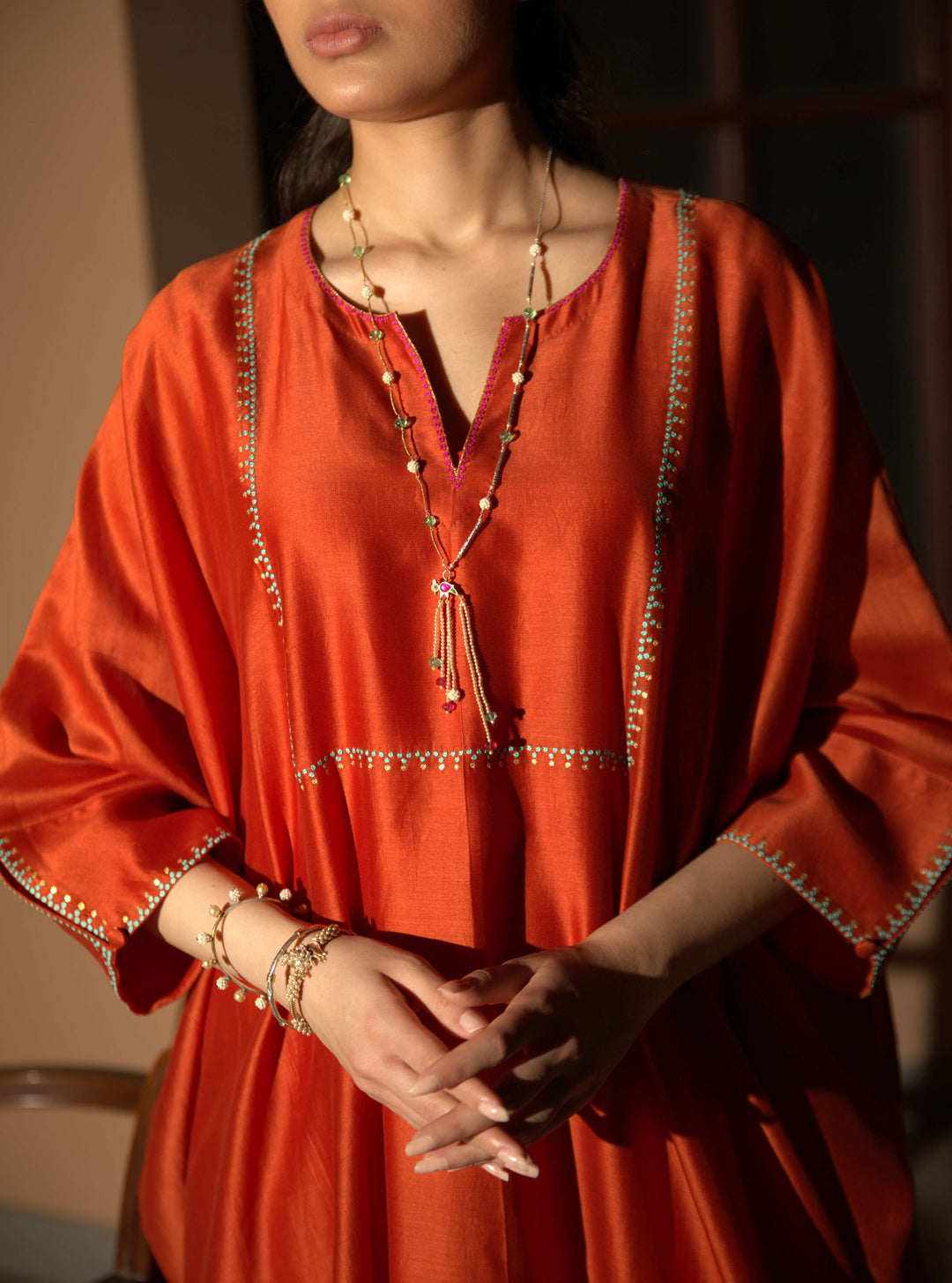 rust orange kaftan