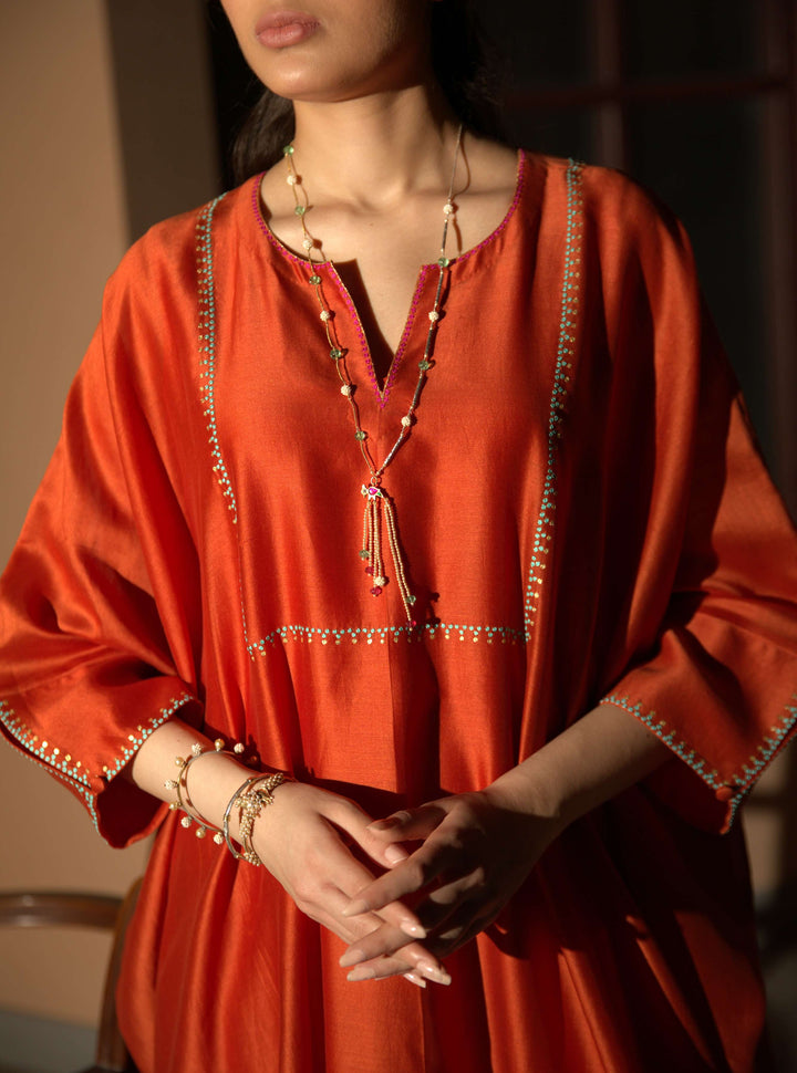 rust orange kaftan