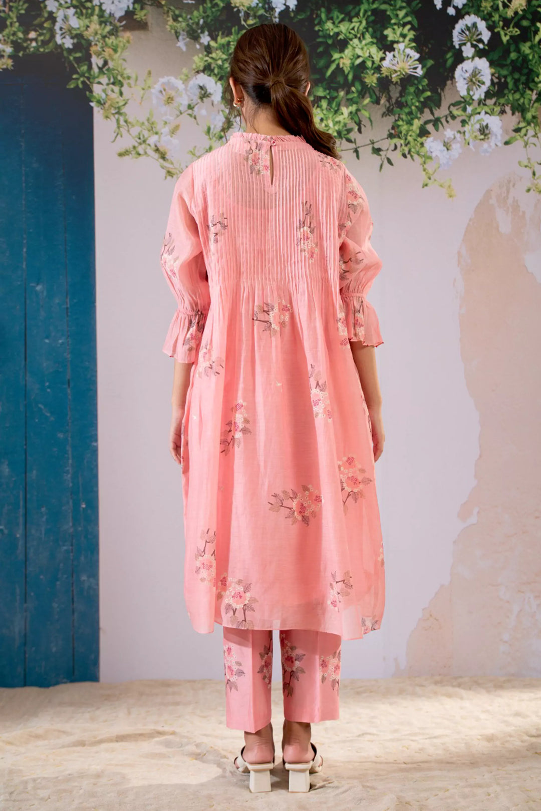 Discharge Print Pink Kurta Set