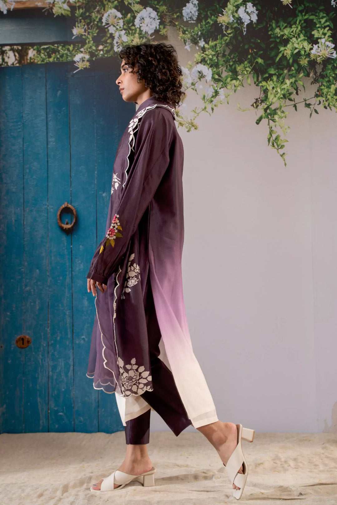 Discharge Print Ombre Kurta Set With Organza Dupatta