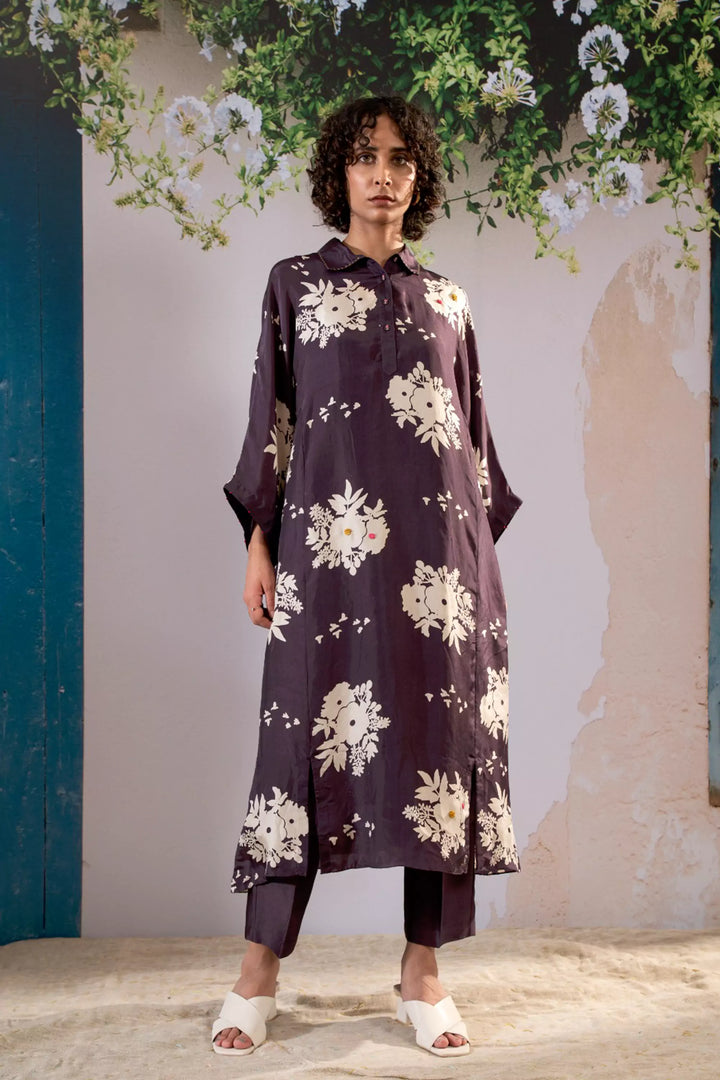 Discharge Print Lavender Kurta Set