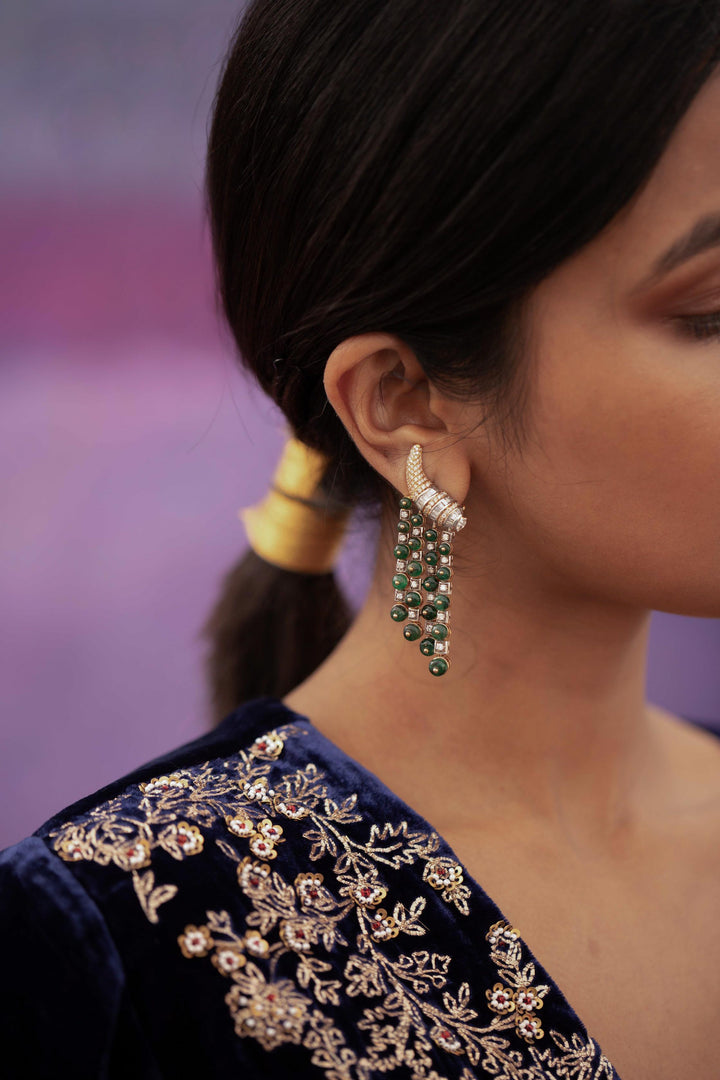navy blue hand embroidered a-line kurta set