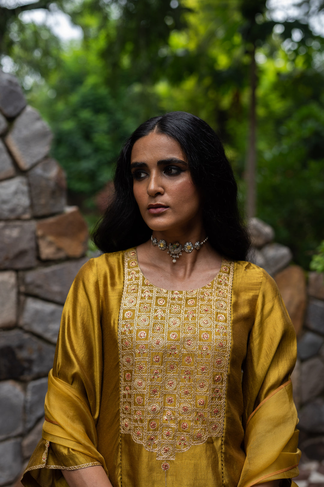 molten gold yellow short kurta set