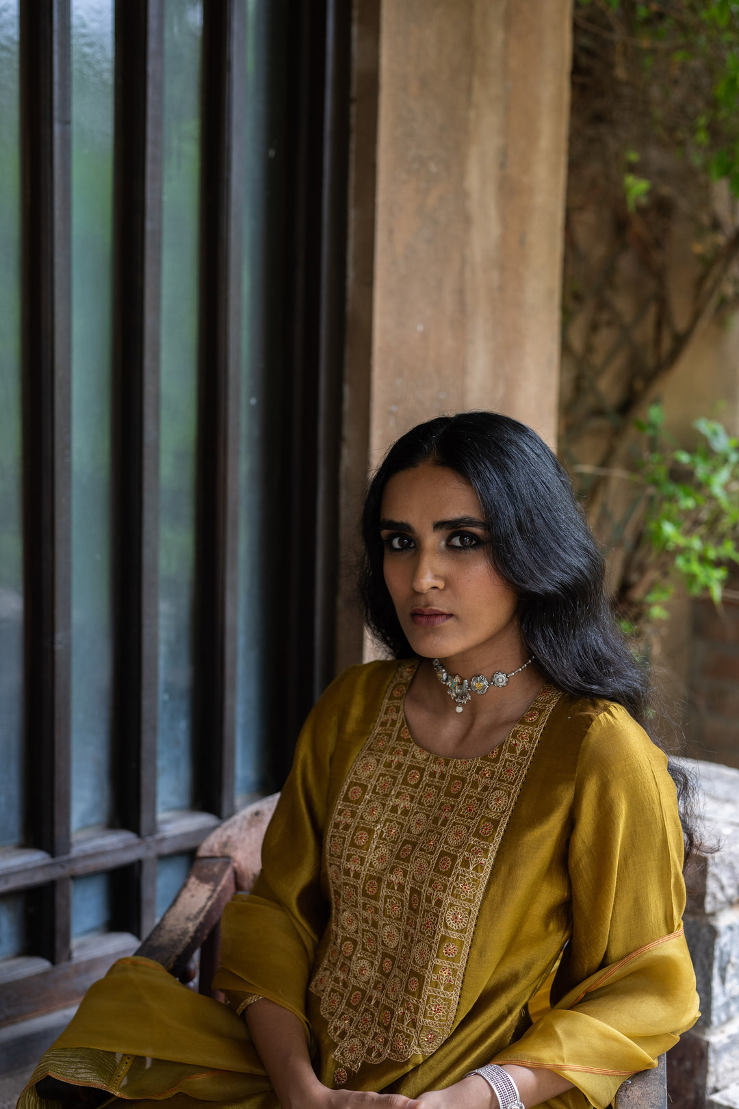 molten gold yellow short kurta set