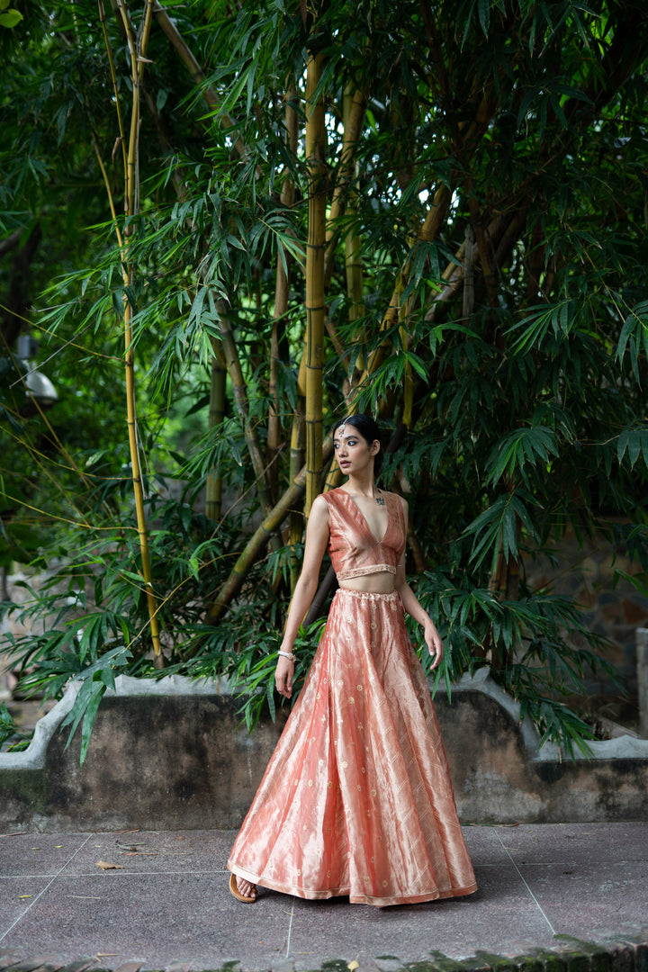 blush pink hand embroidered kalli lehenga set