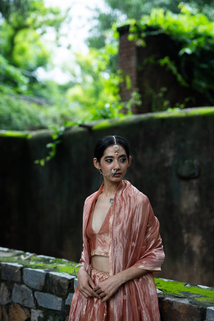 blush pink hand embroidered kalli lehenga set
