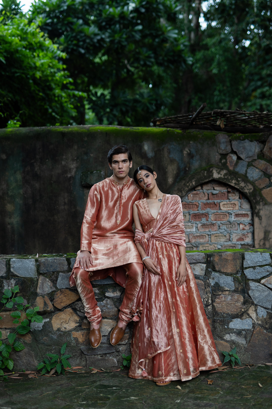blush pink hand embroidered men's kurta