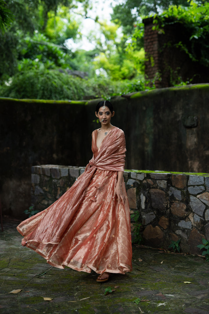 blush pink hand embroidered kalli lehenga set