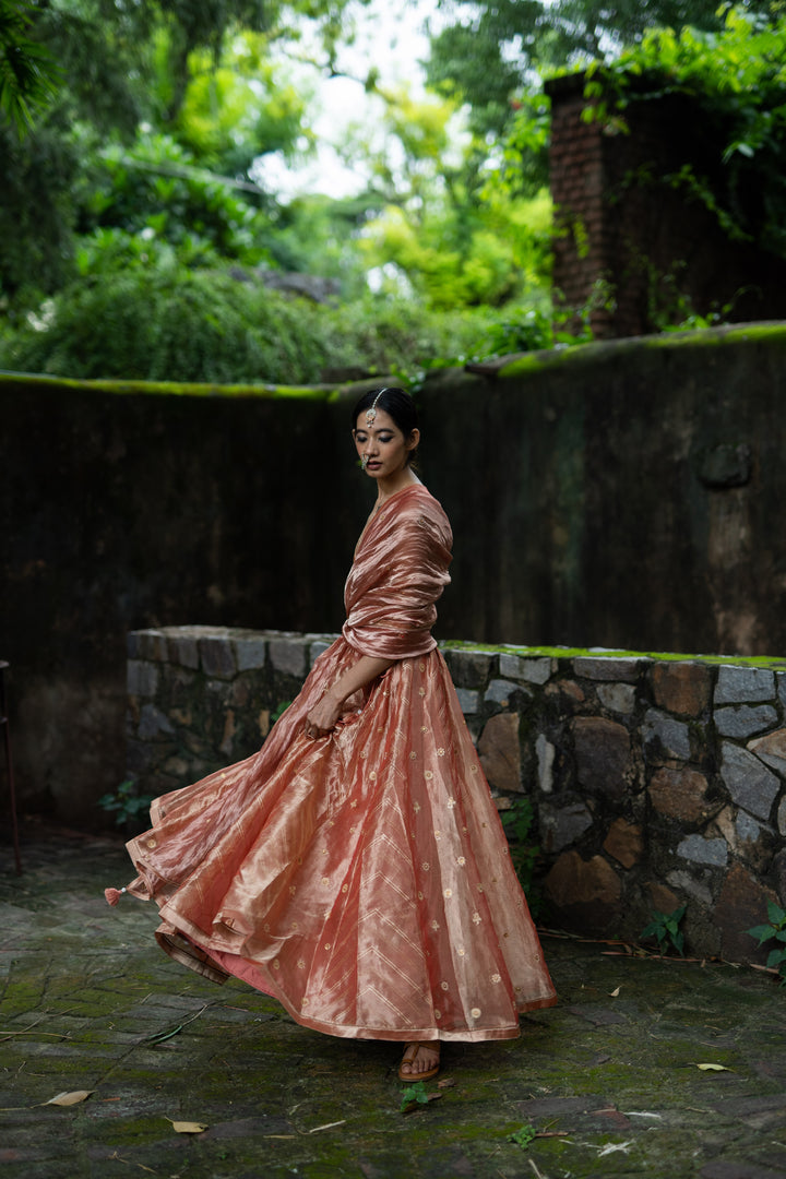 blush pink hand embroidered kalli lehenga set