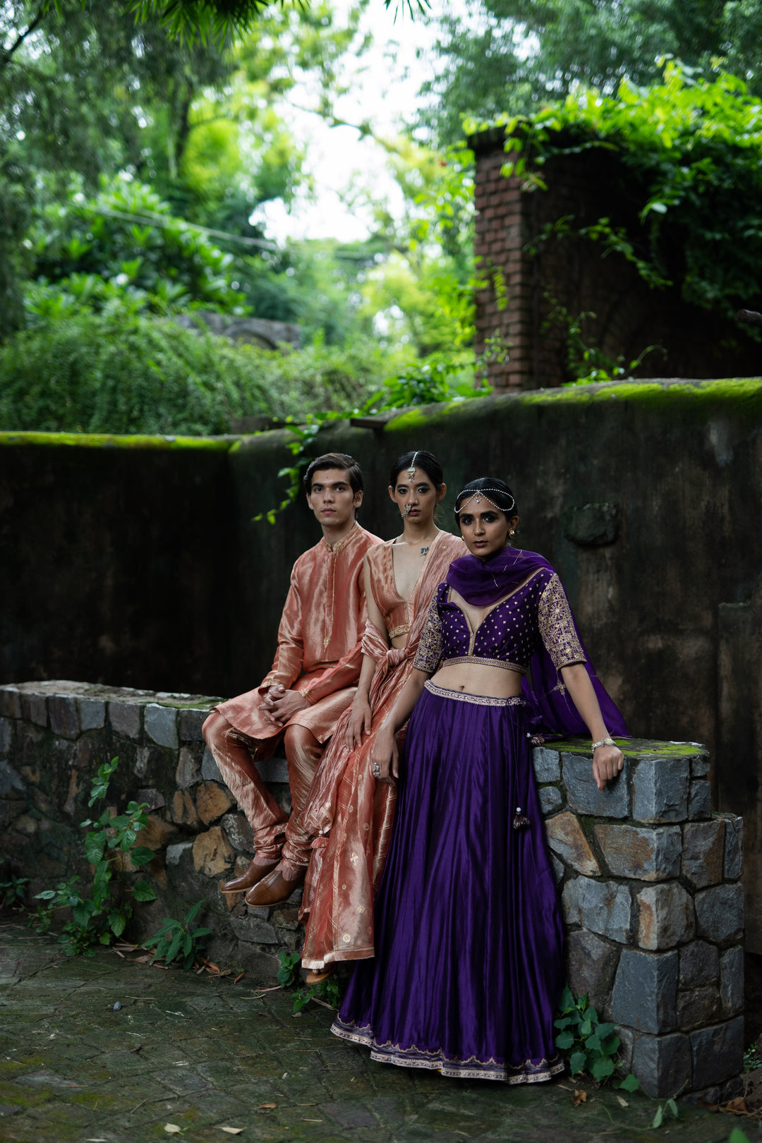 violet hand embroidered kalli lehenga set