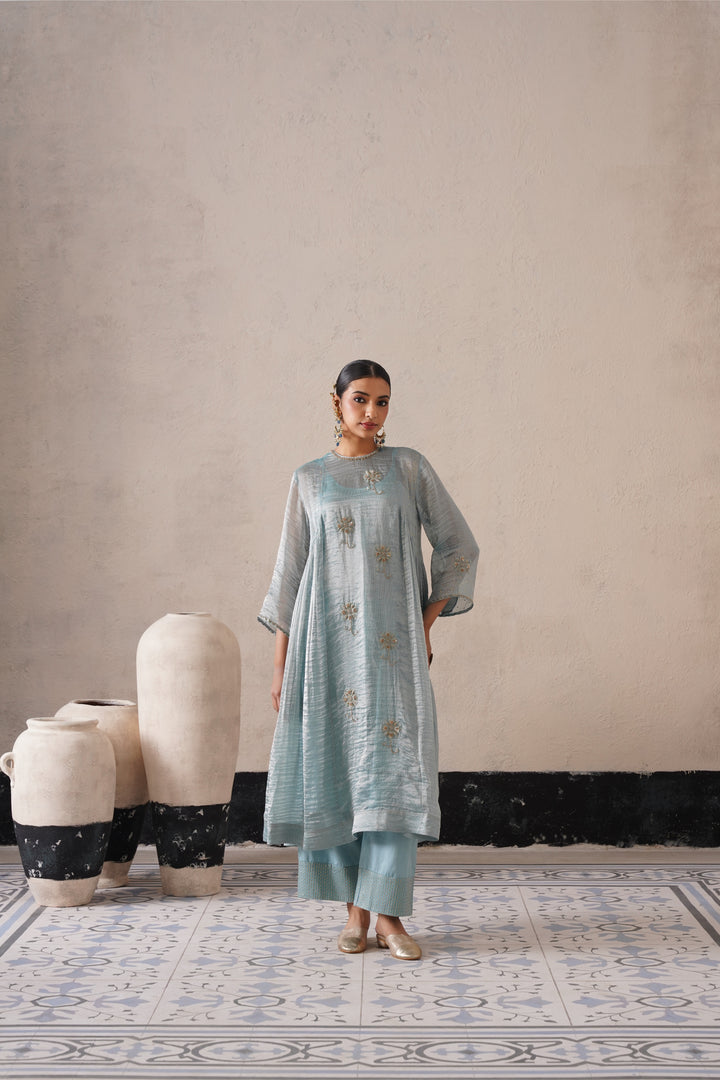 Powder Blue Curve Pannel Kurta