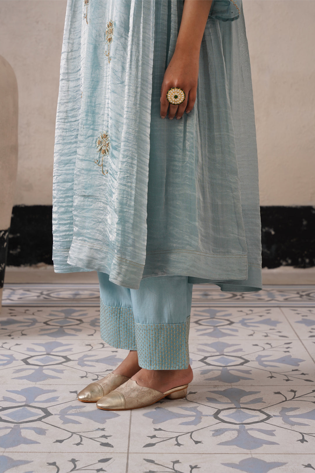 Powder Blue Curve Pannel Kurta
