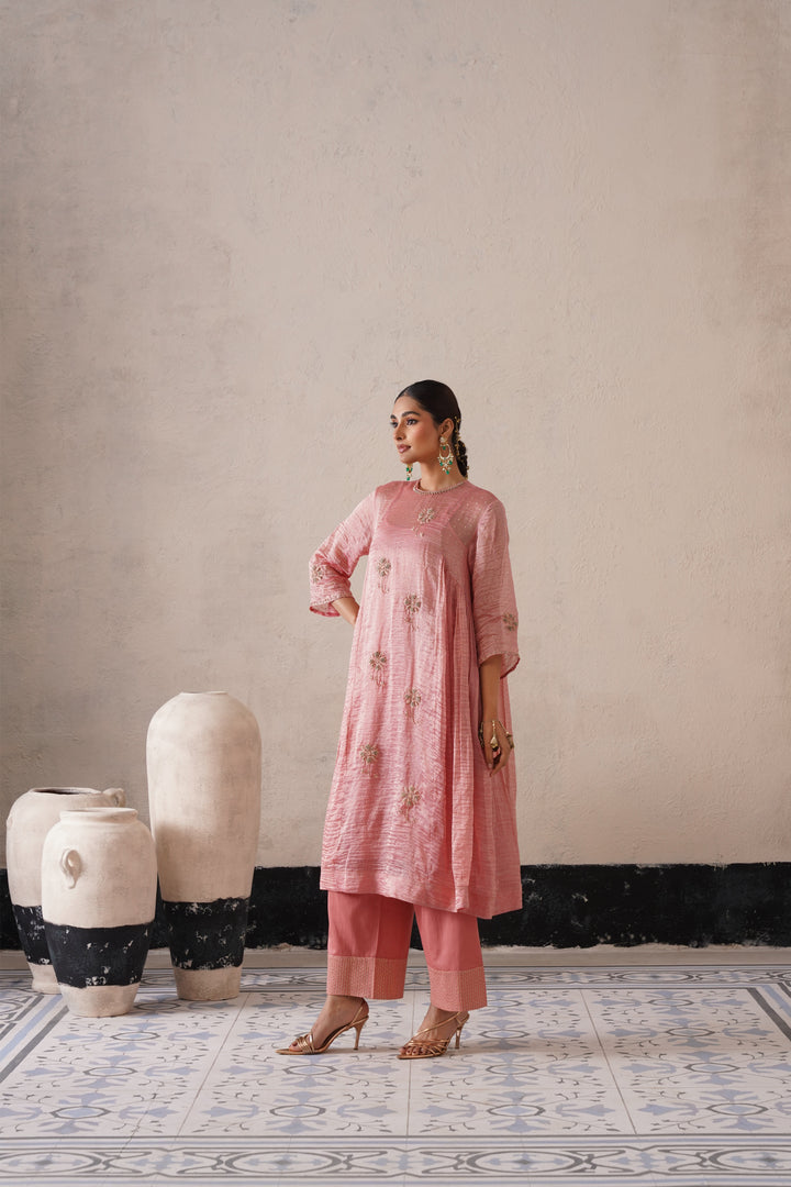 Blush Apricot Curve Pannel Kurta