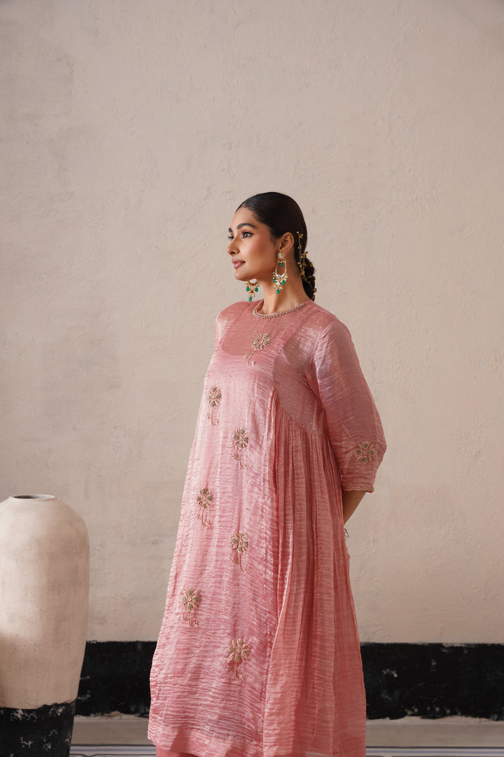 Blush Apricot Curve Pannel Kurta