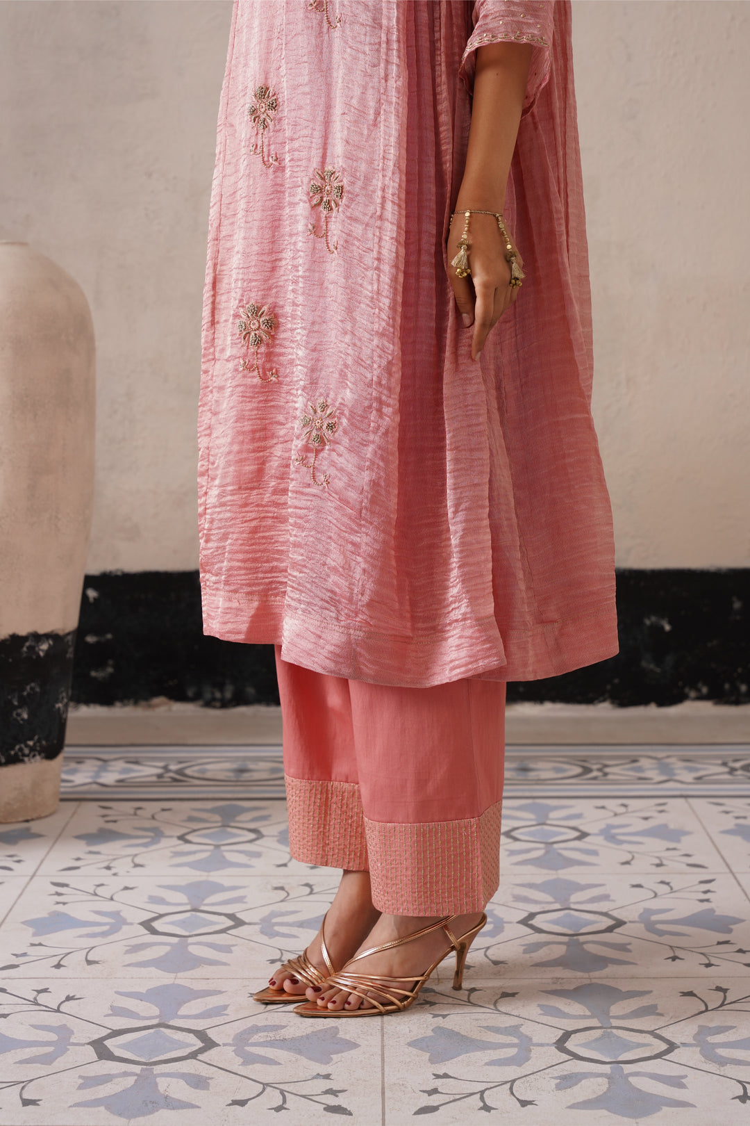 Blush Apricot Curve Pannel Kurta