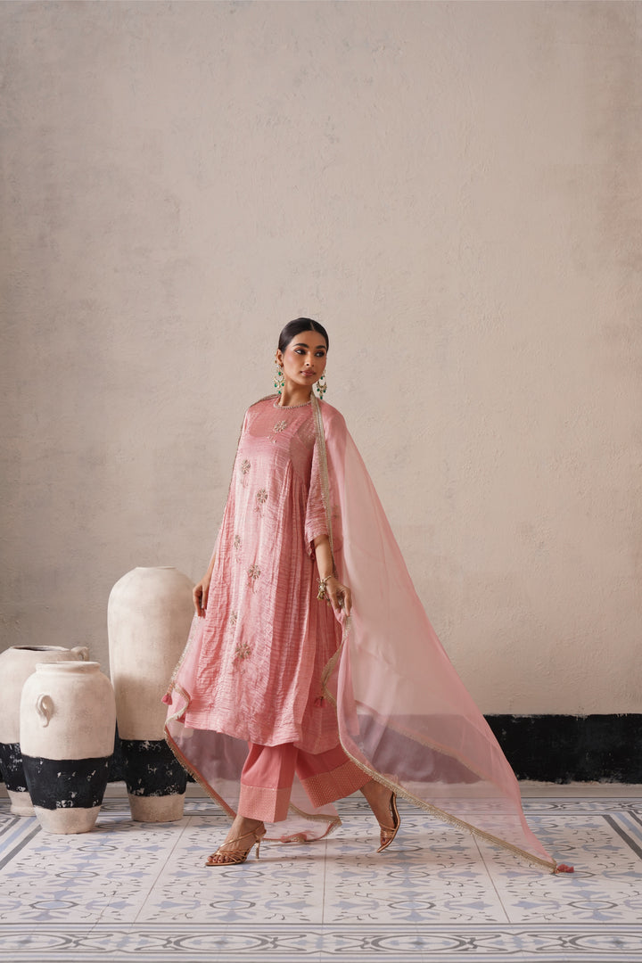 Blush Apricot Curve Pannel Kurta