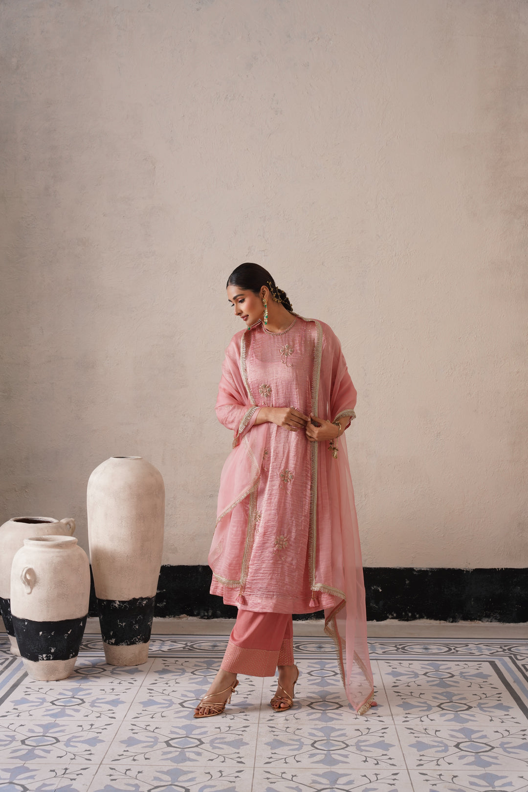 Blush Apricot Curve Pannel Kurta