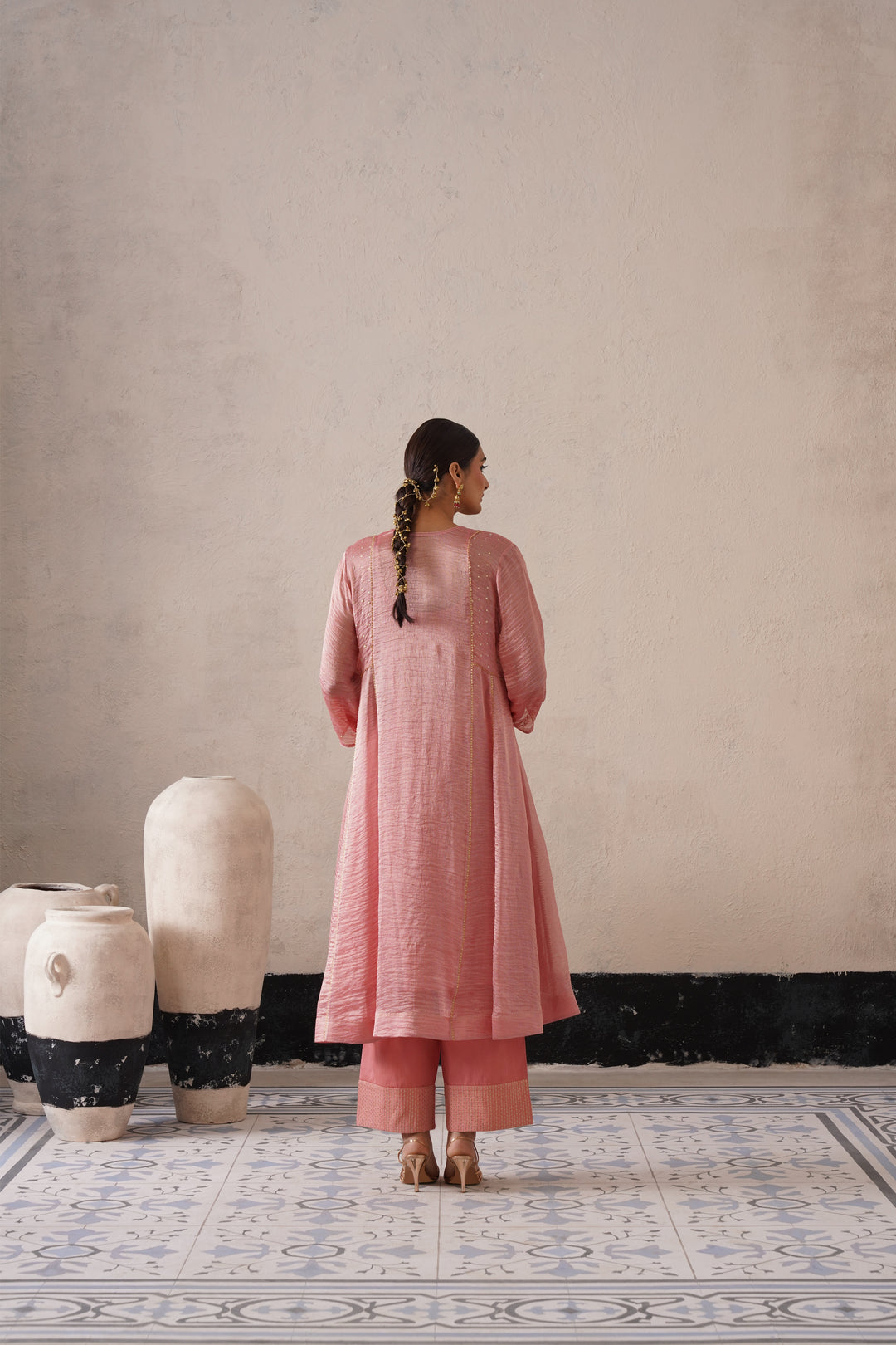 Blush Apricot Pannel Aline Kurta