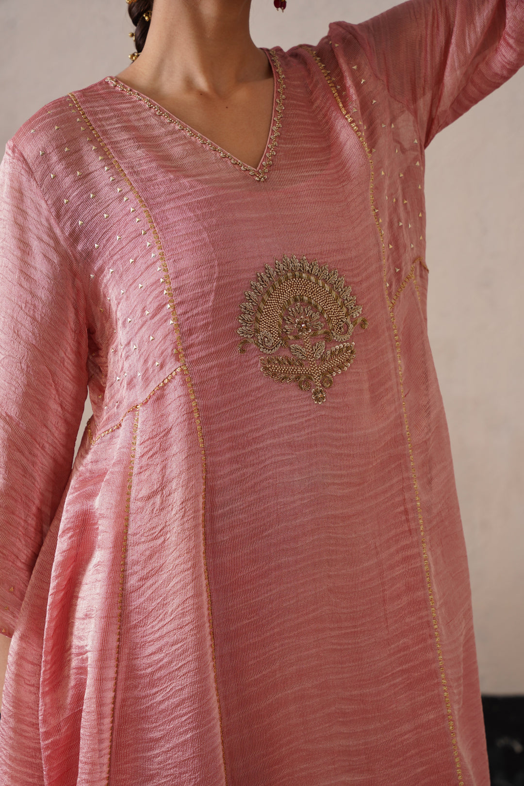 Blush Apricot Pannel Aline Kurta