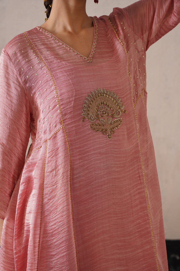 Blush Apricot Pannel Aline Kurta