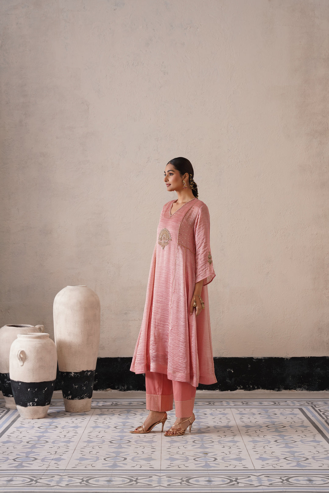 Blush Apricot Pannel Aline Kurta