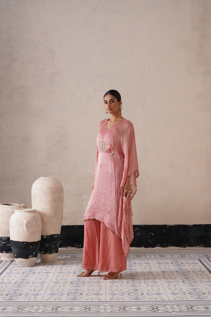 Blush Apricot Long Kaftan Set