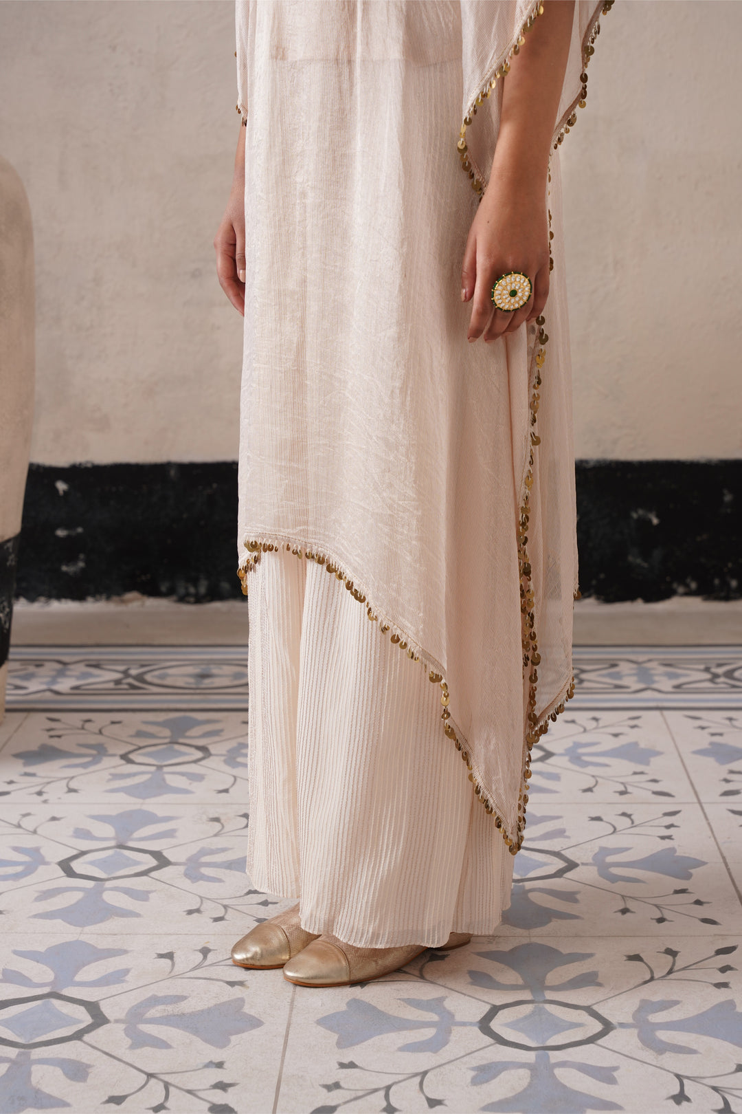 Dutch Ivory Long Kaftan Set