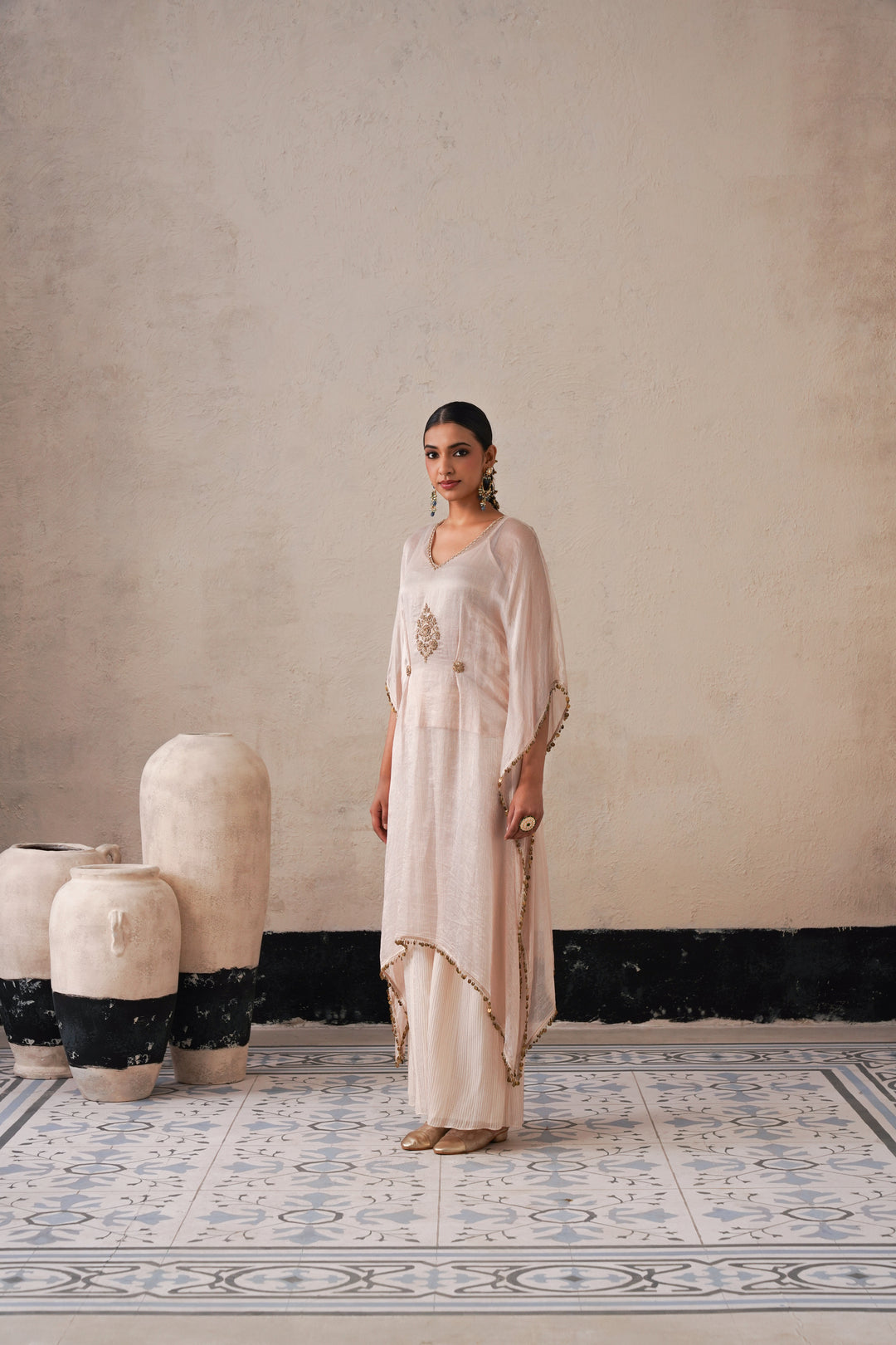 Dutch Ivory Long Kaftan Set