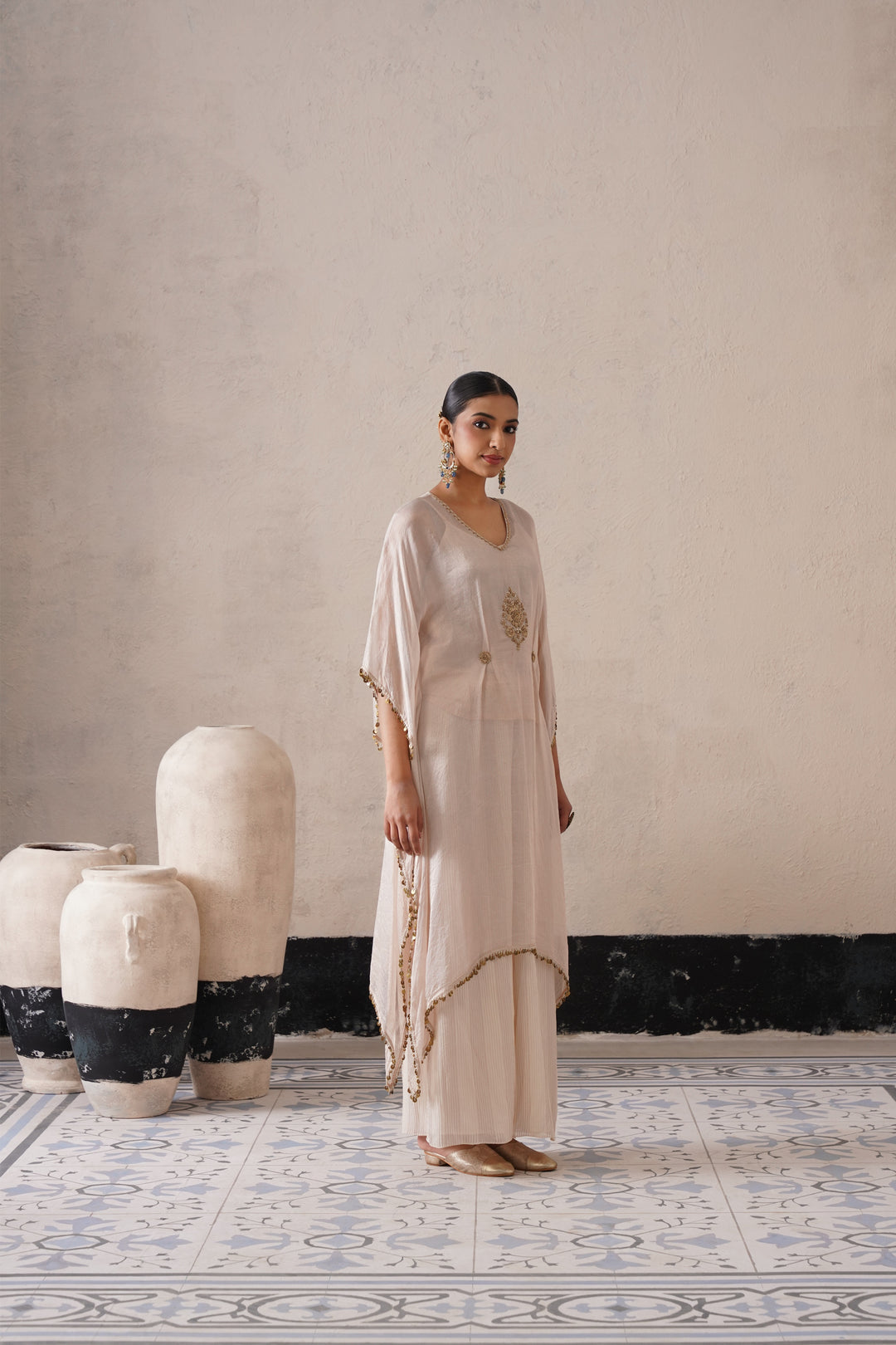 Dutch Ivory Long Kaftan Set