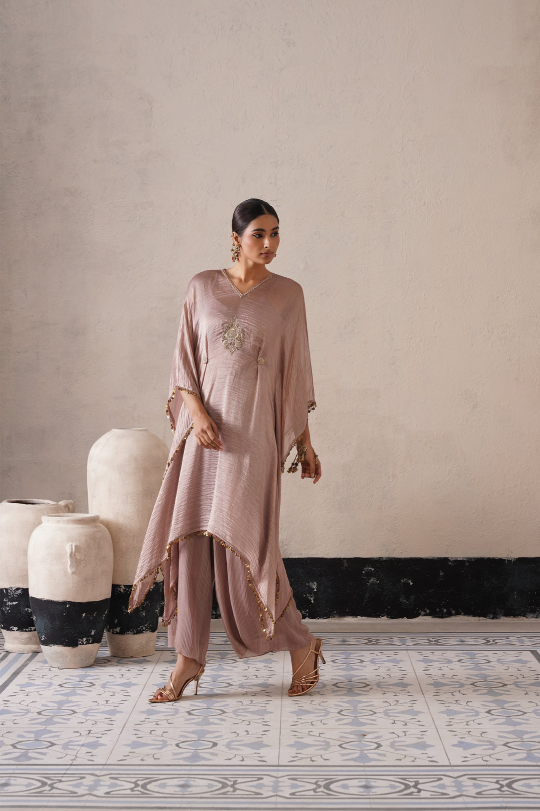 Dusty Mauve Long Kaftan Set