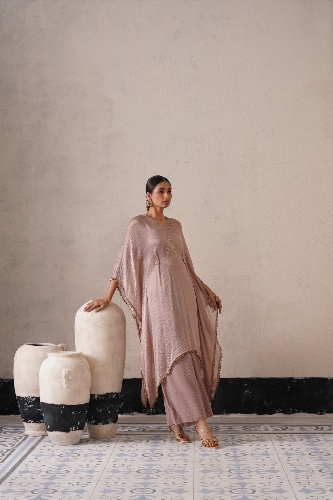 Dusty Mauve Long Kaftan Set
