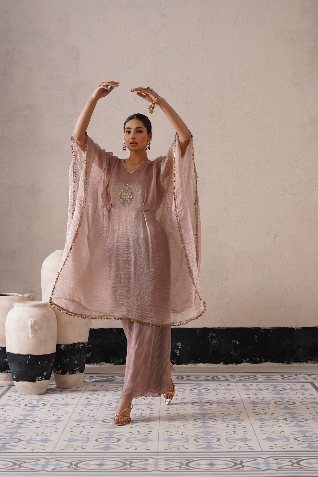 Dusty Mauve Long Kaftan Set