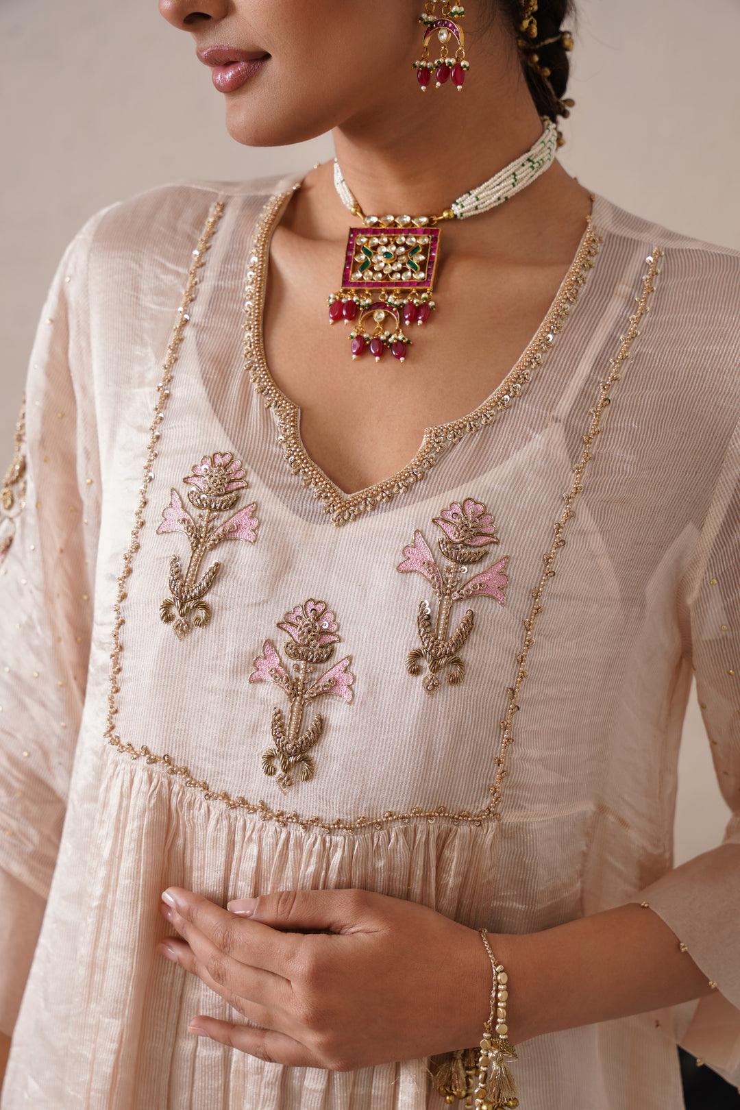Dutch Ivory Gathers Kurta