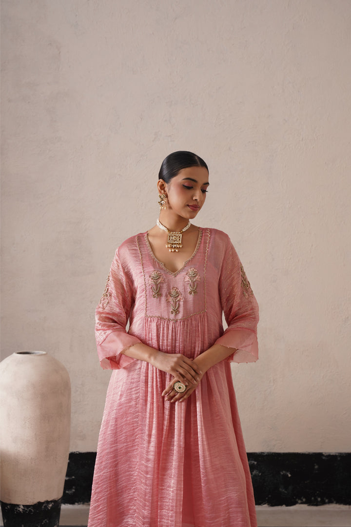 Blush Apricot Gathers Kurta