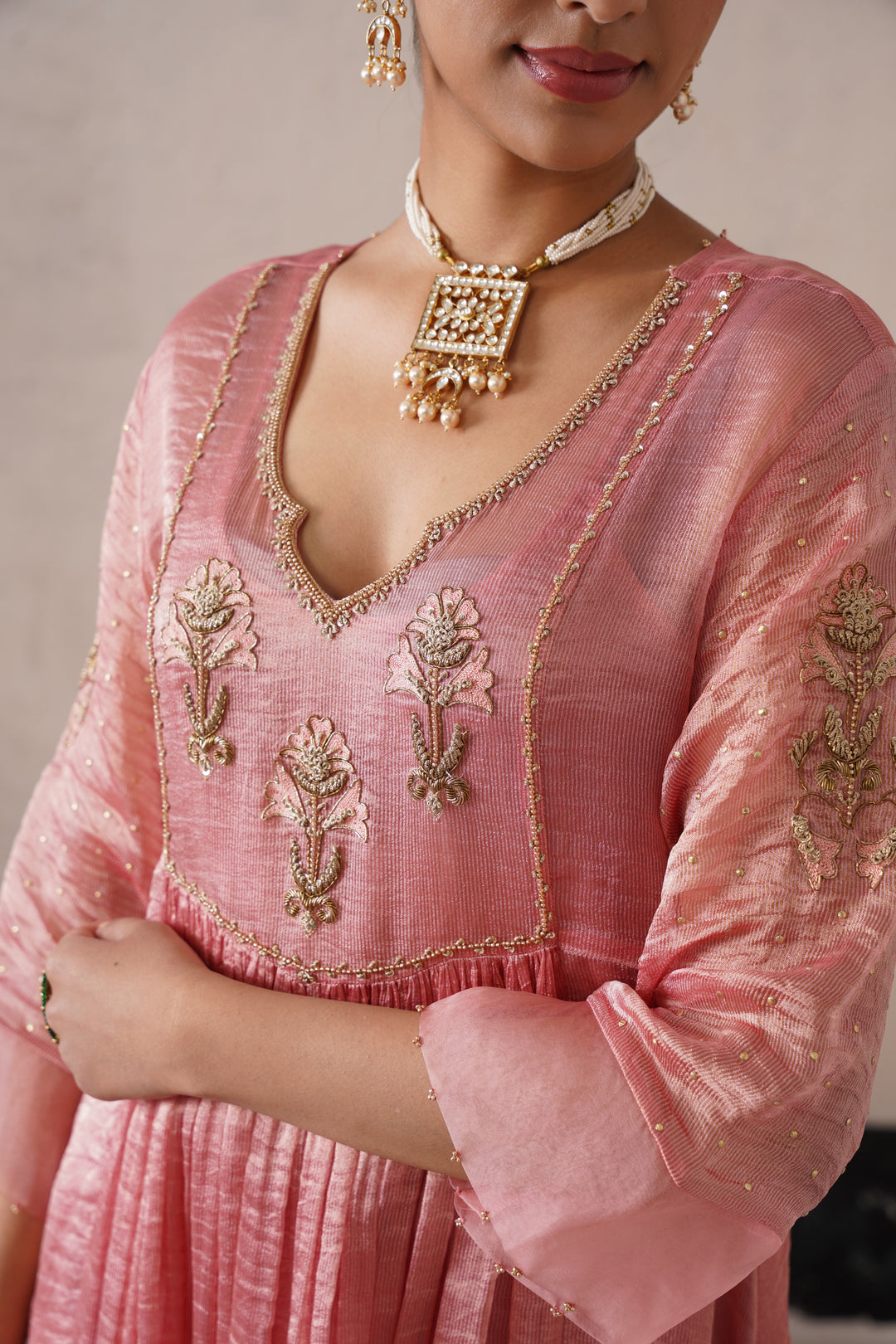 Blush Apricot Gathers Kurta