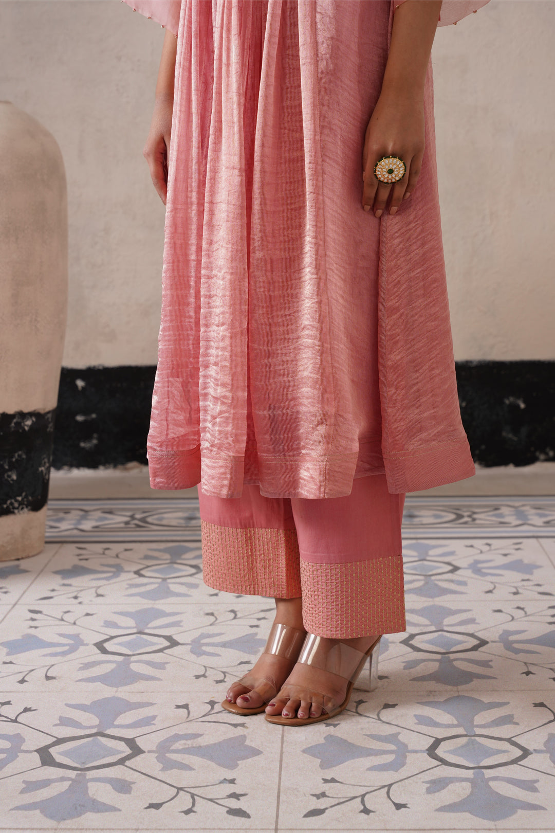 Blush Apricot Gathers Kurta