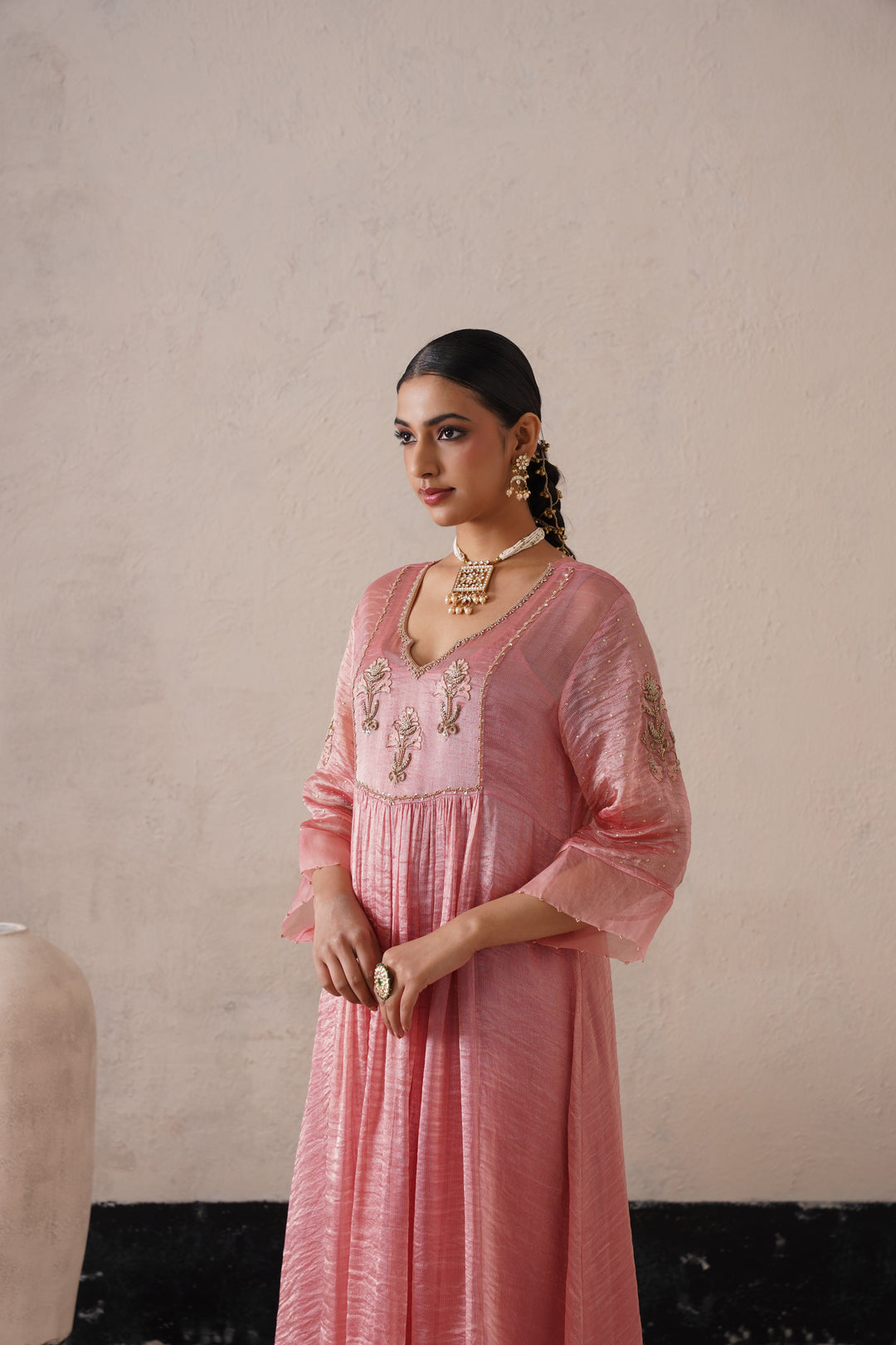 Blush Apricot Gathers Kurta