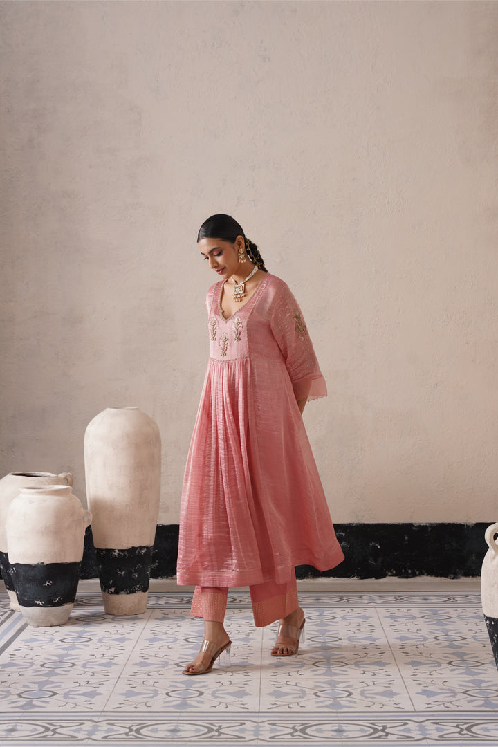 Blush Apricot Gathers Kurta