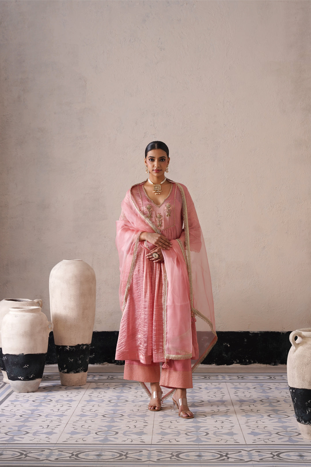 Blush Apricot Gathers Kurta