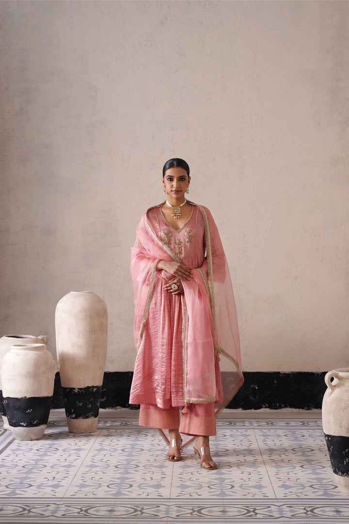 Blush Apricot Gathers Kurta
