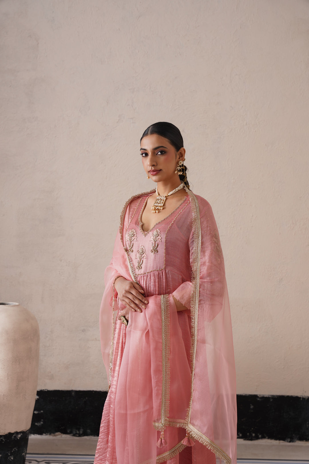 Blush Apricot Gathers Kurta