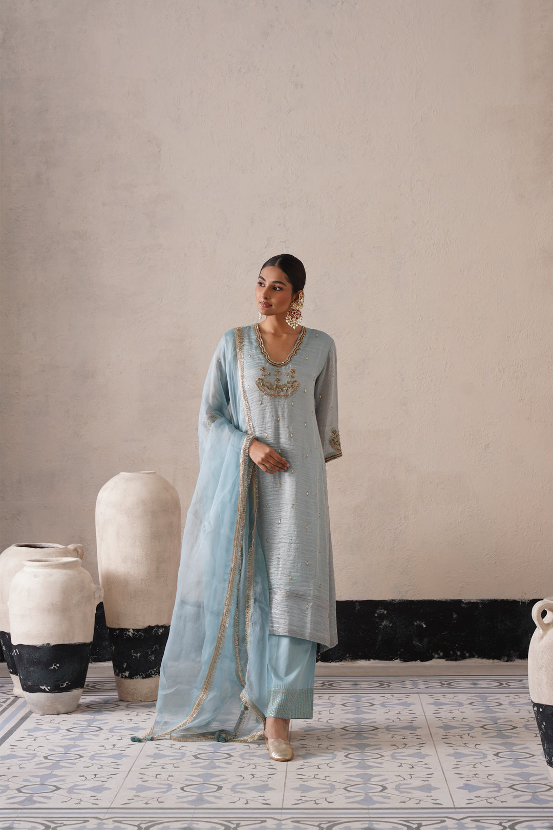 Powder Blue Straight Kurta